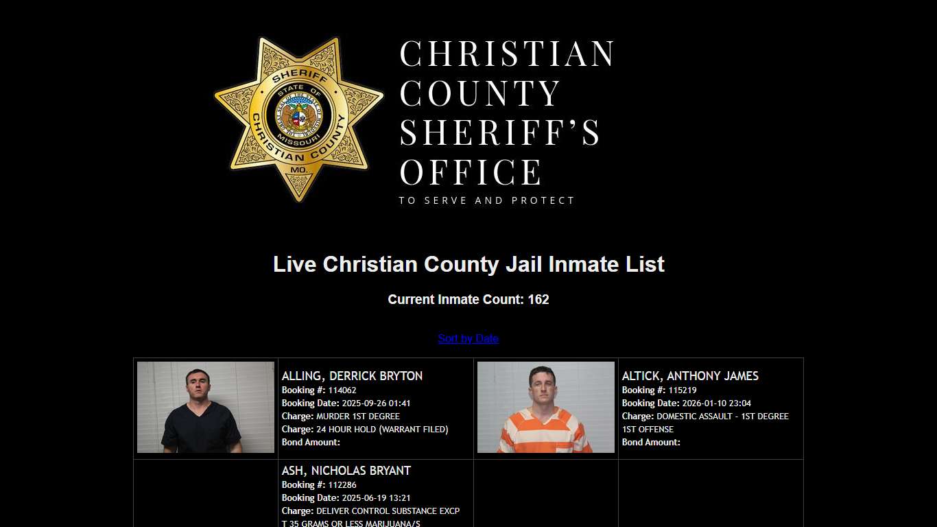 Christian County, MO Live Inmate List